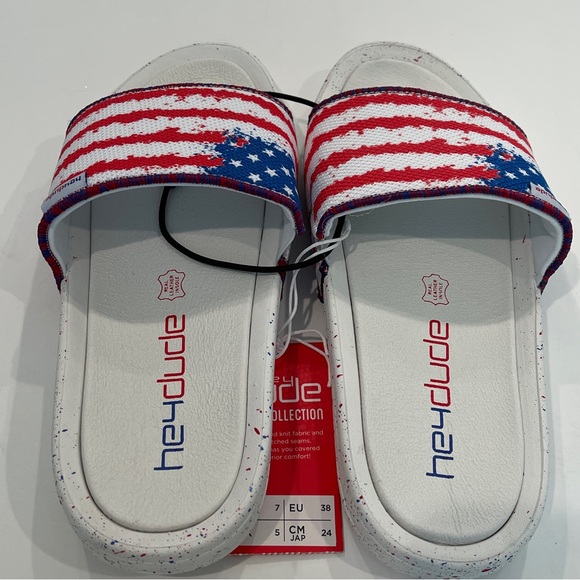 NWT Hey Dude Peggy Flag Slide Sandals Women's Size 7 NEW - Picture 8 of 16